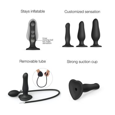 Надувний фалоімітатор Strap-On-Me INFLATABLE DILDO PLUG - NOIR, кулька всередині, діаметр до 6 см SO7383 фото