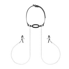 Зажимы для сосков с кляпом Bedroom Fantasies Nipple Clamps & Silicone Gag Ring SO8819 фото