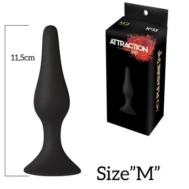 Анальна пробка з присоскою MAI Attraction Toys №33 Black, довжина 11,5cм, діаметр 3см SO5012 фото