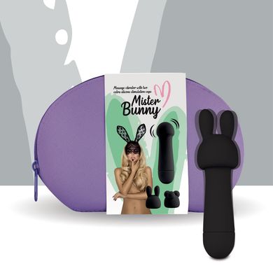 Мінівібратор FeelzToys Mister Bunny Black з двома насадками SO4438 фото