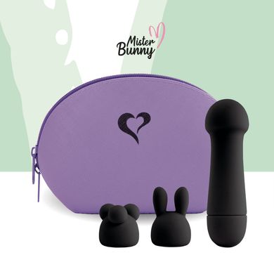 Мінівібратор FeelzToys Mister Bunny Black з двома насадками SO4438 фото