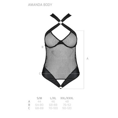 Сітчастий боді з халтером Amanda Body black L/XL - Passion SO5315 фото