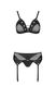 Комплект білизни Passion NESSY SET S/M black, бюстгальтер, пояс для панчіх, стрінги SO8458 фото 3