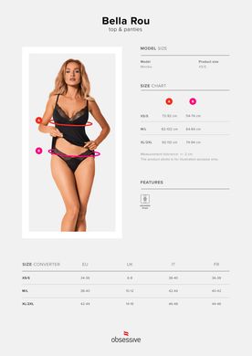 Топ и трусики Obsessive Bella Rou top & panties XS/S, топ, трусики SO7861 фото