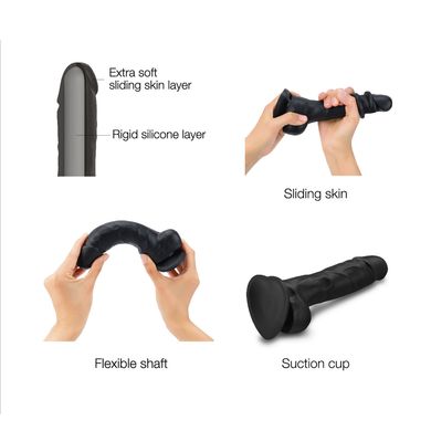 Реалістичний фалоімітатор Strap-On-Me Sliding Skin Realistic Dildo Black - S, ефект рухливої шкіри SO6252 фото