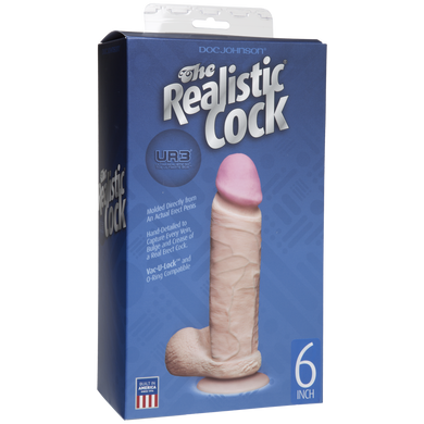 Фалоімітатор Doc Johnson The Realistic Cock 6 inch White – ULTRASKYN, Vack-U-Lock, діаметр 4,3 см SO1550 фото