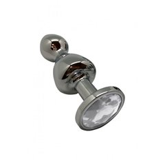 Металлическая анальна пробка Wooomy Lollypop Double Ball Metal Plug M, диаметр 3,1 см, длина 9,4 см SO7414 фото