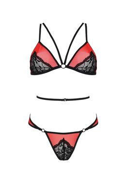 Комплект білизни Passion PEONIA SET L/XL red, бра, трусики SO8466 фото