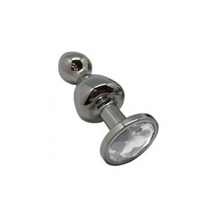 Металлическая анальна пробка Wooomy Lollypop Double Ball Metal Plug S, диаметр 2,8 см, длина 8,5 см SO7417 фото