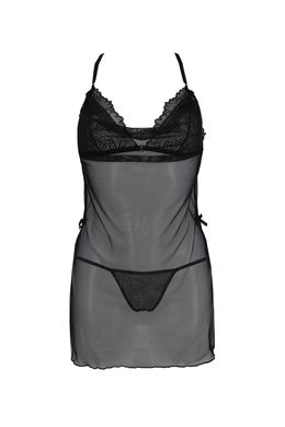 Сорочка Passion DELIENA CHEMISE L/XL black, стрінги із заниженою талією SO8418 фото