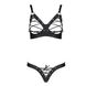 Комплект з екошкіри Celine Bikini black L/XL — Passion: відкритий бра зі стрічками, стрінги зі шнурі SO6400 фото 3