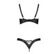 Комплект из экокожи Celine Bikini black L/XL — Passion: открытый бра с лентами, стринги со шнуровкой SO6400 фото 4