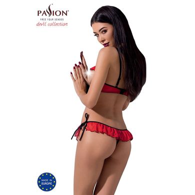 Комплект білизни CHERRY SET OpenBra red L/XL - Passion Exclusive: відкритий ліф, трусики-спідничка PS25507 фото