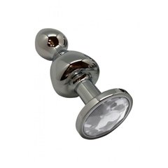 Металева анальна пробка Wooomy Lollypop Double Ball Metal Plug L, діаметр 3,5 см, довжина 10,5 см SO7421 фото