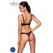 Комплект из экокожи CELINE BIKINI black S/M — Passion: открытый бра с лентами, стринги со шнуровкой SO6401 фото 2