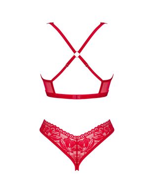 Комплект білизни Obsessive Lacelove cupless 2-pcs set XS/S Red, відкритий доступ, відкриті груди SO8652 фото