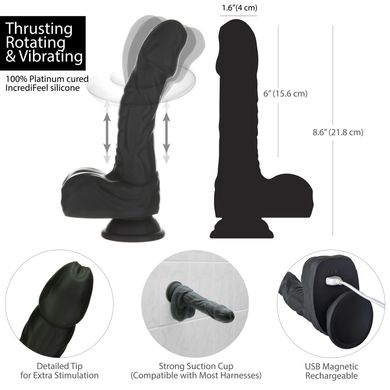 Фалоімітатор Naked Addiction – 8.6” Silicone Rotating & Thrusting Vibrating Dildo with Remote Black SO8907 фото