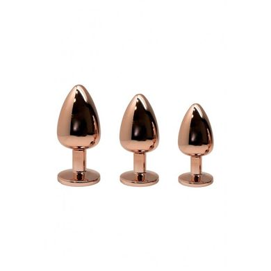 Металева анальна пробка Wooomy Tralalo Rose Gold Metal Plug Magenta L, діаметр 4 см, довжина 9 см SO7425 фото