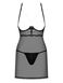 Прозрачная сорочка с открытой грудью Obsessive Pearlove chemise & thong black S/M, трусики SO7877 фото 3