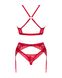 Комплект білизни Obsessive Lacelove cupless 3-pcs set XS/S Red, бюстгальтер, стрінги, пояс для панчі SO8655 фото 4