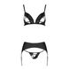 Комплект з екошкіри Passion Miley Set black L/XL: трусики, бюстгальтер, пояс для панчіх SO5771 фото 3