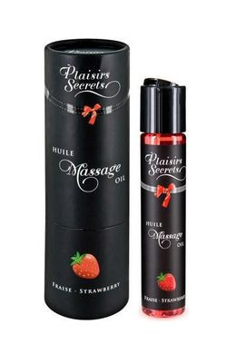 Масажна олія Plaisirs Secrets Strawberry (59 мл) з афродизіаками, їстівна, подарункова упаковка SO1842 фото