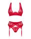 Комплект білизни Obsessive Lacelove cupless 3-pcs set XL/2XL Red, бюстгальтер, стрінги, пояс для пан SO8657 фото 3