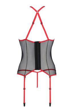 Корсет з пажами PassionSATARA CORSET L/XL red, стрінги, мереживо, застібки спереду та ззаду SO8478 фото