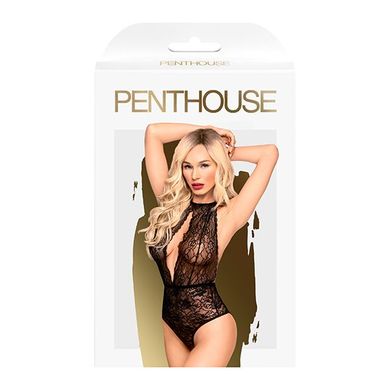 Боді з глибоким декольте та високими трусиками Penthouse - Toxic Powder Black L/XL SO5306 фото