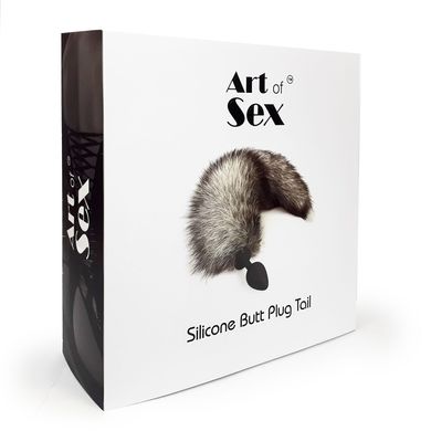 Силіконова анальна пробка з хвостом із натурального хутра Art of Sex size M Artctic fox SO6189 фото