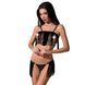 Комплект білизни KASSANDRA SET OpenBra black S/M - Passion Exclusive: ліф з бахроми, трусики-спідниц PS26302 фото 1