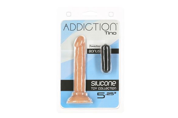 Фаллоимитатор ADDICTION Tino 5.25″ Silicone Dildo, присоска, диаметр 1,9 см, вибропуля в подарок SO7754 фото