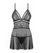 Еротичний мереживний комплект із сіточкою Obsessive 838-BAB-1babydoll & thong black S/M, чорний, пен SO7181 фото 6