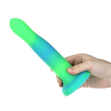 Светящийся в темноте фаллоимитатор ADDICTION Rave 8″ Glow in the Dark Dildo Blue Green, 20,3 см SO6849 фото