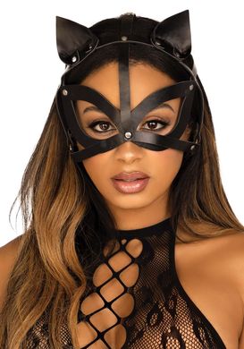 Маска кішки з екошкіри Leg Avenue Vegan leather studded cat mask Black SO8573 фото