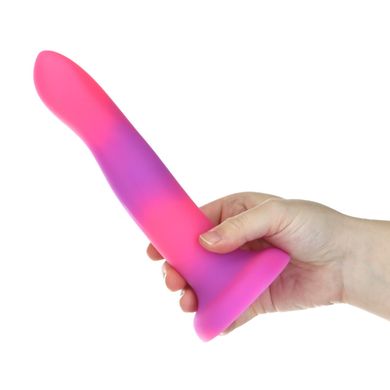 Фалоімітатор, що світиться в темряві, ADDICTION Rave 8″, Glow in the Dark Dildo Pink Purple, 20,3 см SO6850 фото