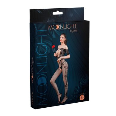 Бодістокінг з доступом Moonlight Model 10 XS-L Black, імітація шнурівки, квітковий декор, відкриті п SO6343 фото