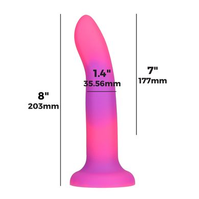 Светящийся в темноте фаллоимитатор ADDICTION Rave 8″ Glow in the Dark Dildo Pink Purple, 20,3 см SO6850 фото