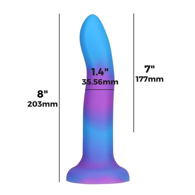 Светящийся в темноте фаллоимитатор ADDICTION Rave 8″ Glow in the Dark Dildo Blue Purple, 20,3 см SO6851 фото