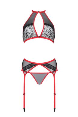 Комплект білизни Passion SATARA SET XXL/XXXL red, топ, пояс для панчіх, стрінги SO8486 фото