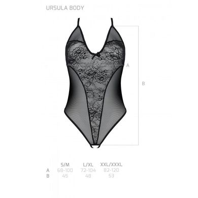 Боді з ажурним декором та відкритим кроком Ursula Body black XXL/XXXL — Passion SO5831 фото