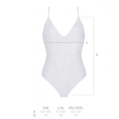 Боді з ажурним декором та відкритим кроком Ursula Body white L/XL — Passion SO5832 фото