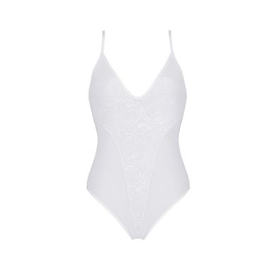 Боді з ажурним декором та відкритим кроком Ursula Body white L/XL — Passion SO5832 фото