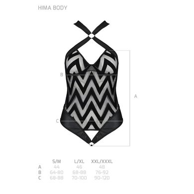 Сітчастий боді з халтером та ритмічним малюнком Hima Body black XXL/XXXL - Passion SO5348 фото