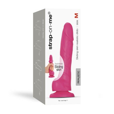 Реалистичный фаллоимитатор Strap-On-Me Sliding Skin Realistic Dildo Fuchsia - M, эффект подвижной ко SO6255 фото