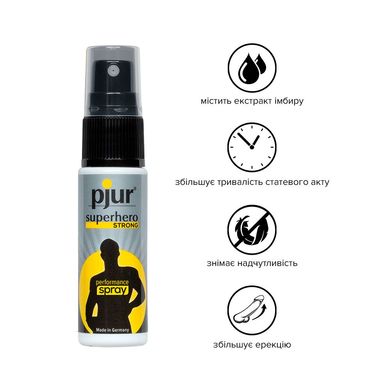 Пролонгувальний спрей pjur Superhero Strong Spray 20 ml, з екстрактом імбиру, всотується в шкіру PJ12920 фото