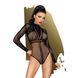 Боді Penthouse Spicy Whisper XL Black, імітація топу з довгими рукавами, закрите декольте SO6426 фото 1