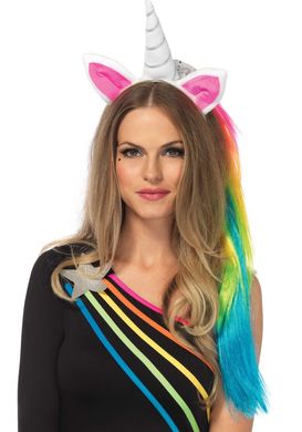 Обруч ріг єдинорога Leg Avenue Magical Unicorn Headband, з райдужною гривою SO7953 фото