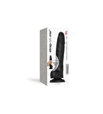 Реалістичний фалоімітатор Strap-On-Me Sliding Skin Realistic Dildo Black - XL, ефект рухливої шкіри SO6258 фото