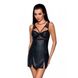 Бэби-долл из эко-кожи и кружева Loona Chemise black S/M - Passion SO5359 фото 1